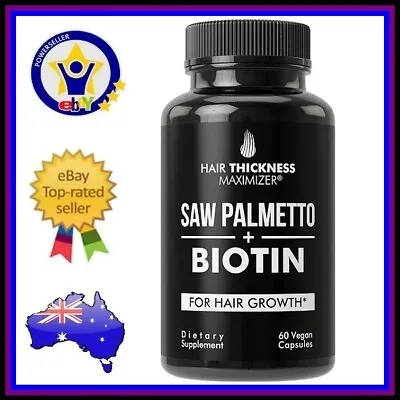 SAW PALMETTO + BIOTIN 10000mcg HAIR GROWTH VITAMINS Natural DHT Blocker Formula • $64.95