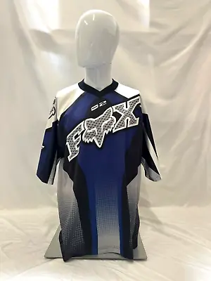 VINTAGE Fox Large Short Sleeve Blue Cycling Mountain Bike Motocross  MTB Jersey • $250
