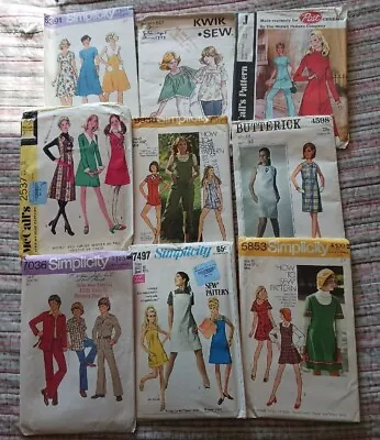 Vintage Sewing Patterns 1970s Various Size Lot Of 8 McCalls SImplicity Cut/Uncut • $20