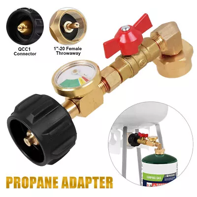 Propane Refill Adapter Kit For 1Lb To 20Lb Tank With Gauge And Control Valve NEW • $15.98