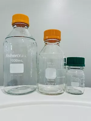 100 500 Or 1000 Ml Clear Glass Reagent Bottles Borosilicate With Screw Caps • $5