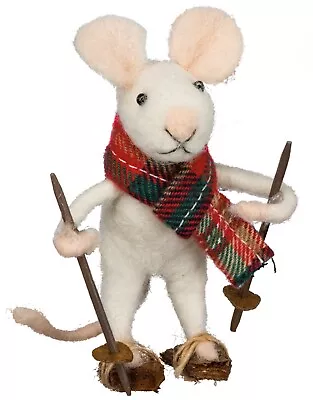 Primitives By Kathy Mouse Skiing Felt Critter Christmas Holiday Ski Ornament  • $13.95