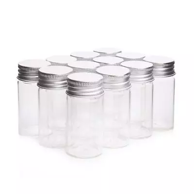 Vials Small Glass Bottles Mini Jars With Aluminum Screw Storage Lids HOT SALE50 • $1.29