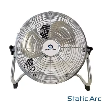 Metal Chrome Floor Fan 18  Air Cooling 3 Speed Stand Tilt Gym Workshop Industry • £36.99