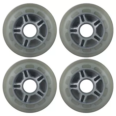 Inline Skate Wheels 80mm 80A Clear Silver Indoor/Outdoor Star Spoke (4 Wheels) • $11.95