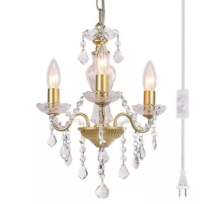 Modern 5-Light Gold Chandelier With Glass Crystals Candle Style Pendant Ligh... • $85.70