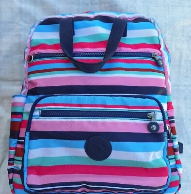 Kipling Backpack Laptop Bag SHARPAY WALKING ON AIR Pastel Stripes. No Monkey 🐒 • $36.99