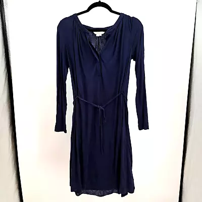 £37.37 • Buy Boden Womens Audrey Dress 8 Long Sleeve Tie Waist 1/4 Button Tencel Casual Navy
