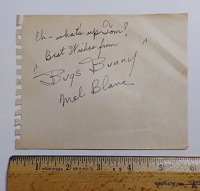 MEL BLANC Dedicated  To Tom  Signed Page Autograph Book James Spence COA • $250