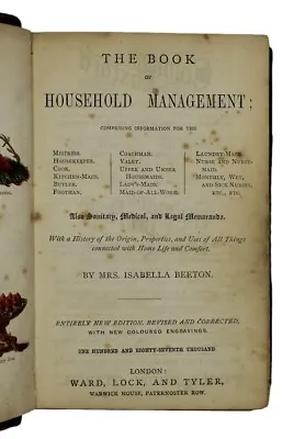1869 MRS. BEETON Cookery HOUSEHOLD MANAGEMENT Recipes EARLY EDITION • £50
