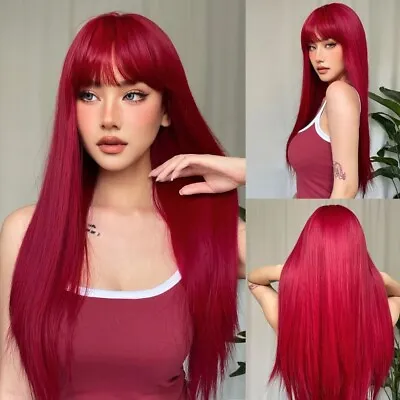 Natural Red Synthetic Wigs Heat Resistant Cosplay Lolita Wig  Women • £14.08