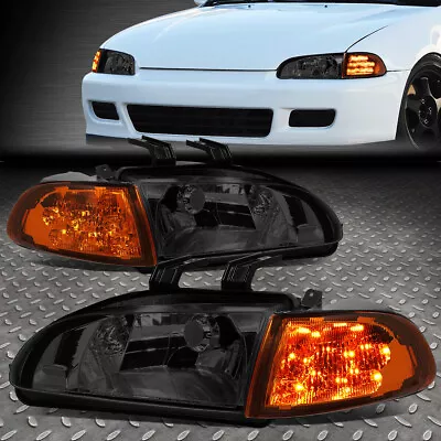 [led Turn Signal]for 92-95 Honda Civic 2/3dr Smoked Lens Headlights Corner Lamps • $82.88