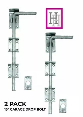 2 X 15  Heavy Duty Stable Drop Bolt Door Gate Garage Shed Sliding Open Galv D3 • £12.85