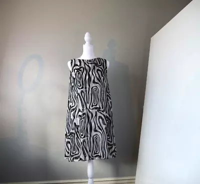 1960's 1970's Handmade Black & White Swirl Fun Cocktail Dress • $60