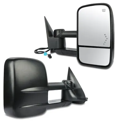 Pair Tow Mirrors Power Heated Light Turn Signal For 07-13 Chevy Silverado Sierra • $245.99