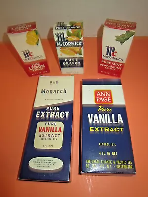 Lot Of 5 Vintage Pure Extracts McCormick Monarch & Ann Page Boxes & Bottles • $57.50