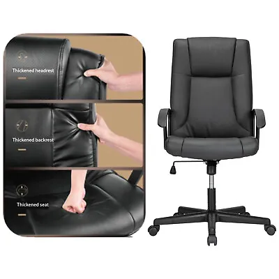 Ergonomic Midback Leather Chair Office Computer Lumbar Support Tilting Recliner • $119.99