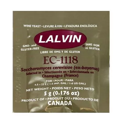 LALVIN EC-1118 5g Champagne Sparkling Wine Cider Elderflower Yeast • £2.99