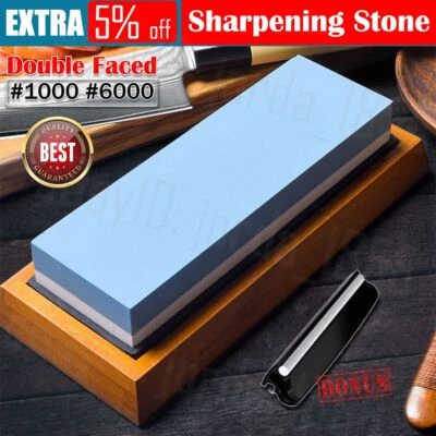 Dual Whetstone Waterstone Knife Sharpening Water Wet Stone Sharpener 1000&6000 • $13.99