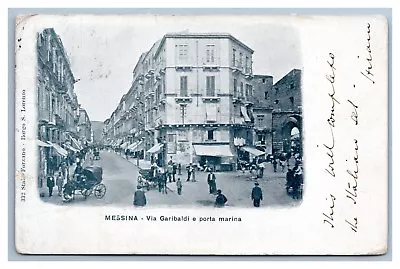 Italy Messina Via Garibaldi E Porta Marina 1902 To Katie Haque Plumhead London. • $9.99