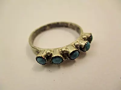 Vintage 925 Sterling Silver Turquoise Southwestern Ring Band 5 Stones Size 6.5 • $29.99