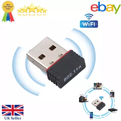 Wireless Internet Mini USB Adaptor WiFi Dongle 150Mbps For Windows PC Adapter UK • £4.49