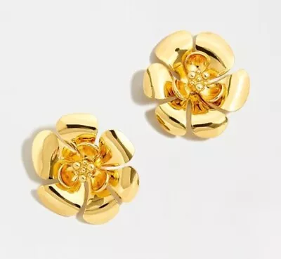 J Crew Large Gold Tone Floral Flower Stud Statement Earrings NWT NEW!🌸 • $24.64