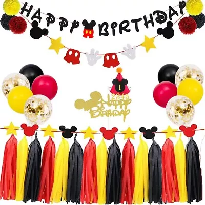 Mickey Mouse Birthday Decorations Kit Party Supplies Birthday Red Yellow Black • $17.59