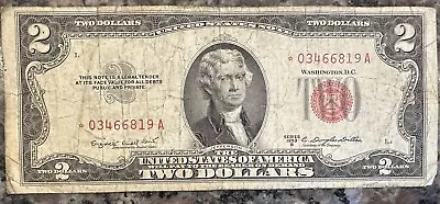 1953-b $2 Dollar Bill Usa ⭐️star Note⭐️ Red Seal Old Us Money United States Note • $1.25