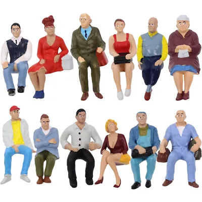 12pcs G Scale Sitting Figure 1:25 Seated People Railway Diorama 12 Different • $16.99