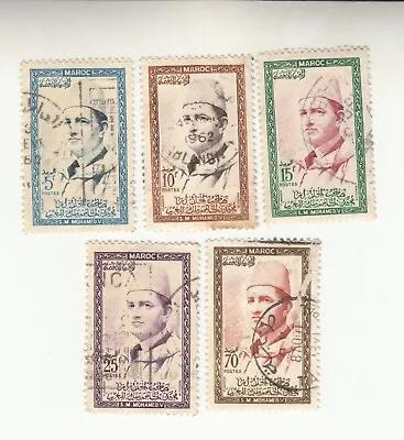 Morocco 1956. King Mohammed V Of Morocco. 5f 10f 15f 25f 70f. Used • $1.49