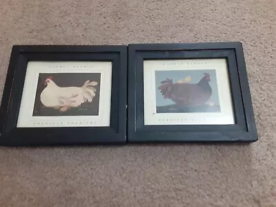 2 Framed Chicken Prints Warren Kimble Hen On NestHEN American Folk Art EUC • $28