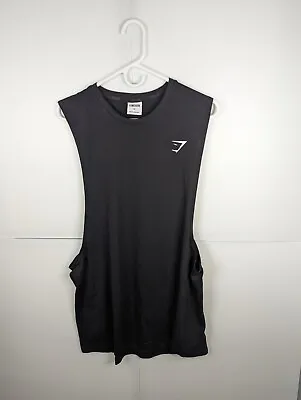 Gymshark Tank Top Shirt Mens XL Sleeveless Racer Back Cutoff Black Gym Shark • $15.88