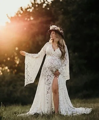 Boho Lace Maternity Photography Dress Pregnancy PhotoShoot Long Sleeve • $60