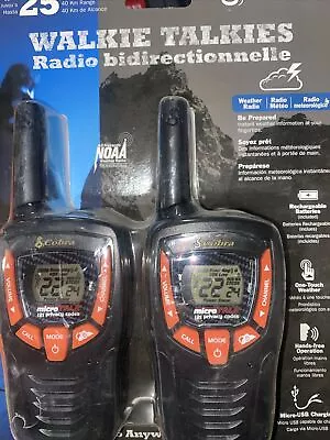 COBRA ACXT345 Walkie Talkies Rechargeable Long Range 25-Mile Two Way Radio Set 2 • $43.19