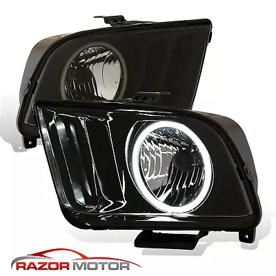 2005-2009 Black Smoke (LED Halo) Headlights Pair For Ford Mustang V6 V8 W/ Bulb • $125.95