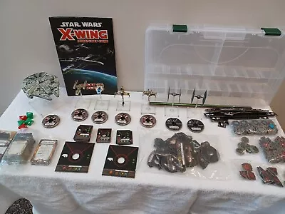 Huge Lot Of Star Wars X-Wing Miniatures Ships Cards Tokens Fantasy Flight Games • $105.02