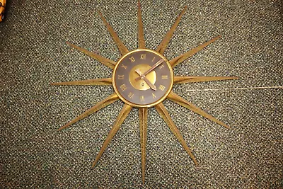 Old Welby MCM Sunburst Starburst Atomic Era Mechanical Wall Clock NEEDS REPAIR • $199.99
