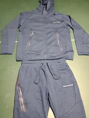 Men's Pink Dolphin Script Activewear Full Zip Hoodie And Jogger Set Navy Blue • $49.99