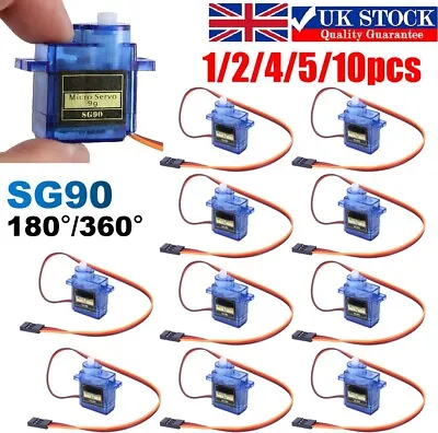 10x Micro Servo Motor SG90 SG-90 Gear 9g For Airplane Helicopter Car Boat Robot • £4.99