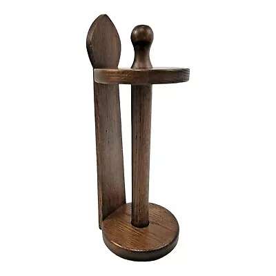 Vintage Paper Towel Holder Stand Dispenser Oak Wood Wall Counter Arts & Crafts  • $29