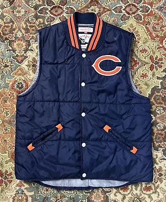 Mitchell & Ness Jacket Adult Blue Chicago Bears Puffer Gilet Vest Mens. XL • $85