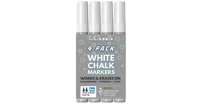 Non Toxic Chalk Markers White Dual Tip Kids Marking Pen Washable Reversible 4 Pc • $13.99
