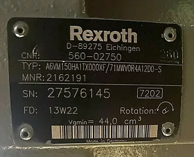 Bosch Rexroth A6VM150HA1TX000XF/71MWV0R4A12D0-S • $9814