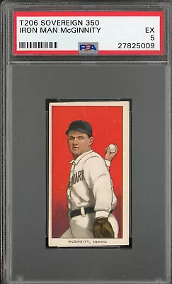 1909-11 T206 SOVEREIGN 350 Joe Iron Man McGinnity HOF PSA 5 Pop 1 +Only 1 Higher • $1795