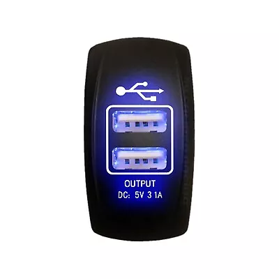 Dual USB Charger Dash Outlet 5V 3.1A RV Toy Hauler Diesel Semi Truck Blue LED • $16.50