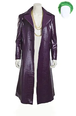 Mens Joker Clown Jared Leto Costume Purple Jacket Halloween Joker Outfit W/Wig • £39.99