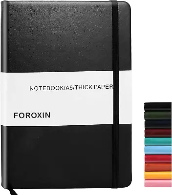 Foroxin Lined Journal Notebook Black Leather For Women Men 8.3 X 5.7 Large Colle • $11.05