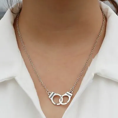 £2.15 • Buy Jewelry Silver Valentine's Day Alloy Freedom Handcuff Lover Pendant Necklace