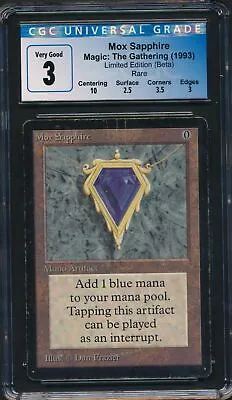 Beta Mox Sapphire CGC 3 Graded Magic MTG (3001) -magicgraders- • $5650